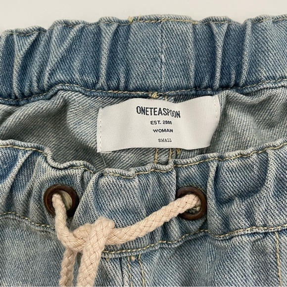 One Teaspoon Light Washed Shabbies Drawstring Boyfriend Distressed Jeans Small - Picture 6 of 13